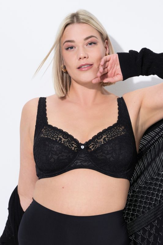 Soutien-gorge à armatures, dentelle florale, entièrement confectionné en dentelle, bonnet C-E