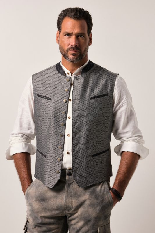 Gilet JP 1880 style traditionnel bavarois, col montant et broderie - jusqu'à la taille 74