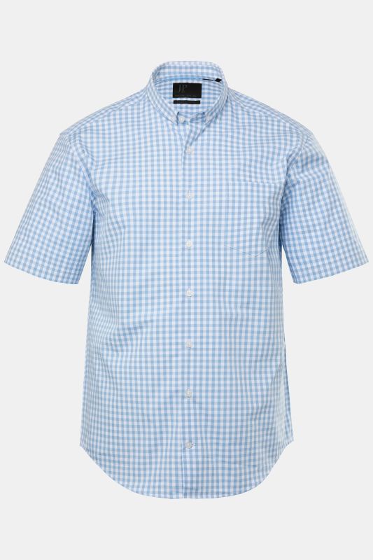 Chemise à carreaux JP 1880 traditionnelle. Manches courtes et mini-col à pointes boutonnées. Coupe Modern Fit - jusqu'au 8 XL