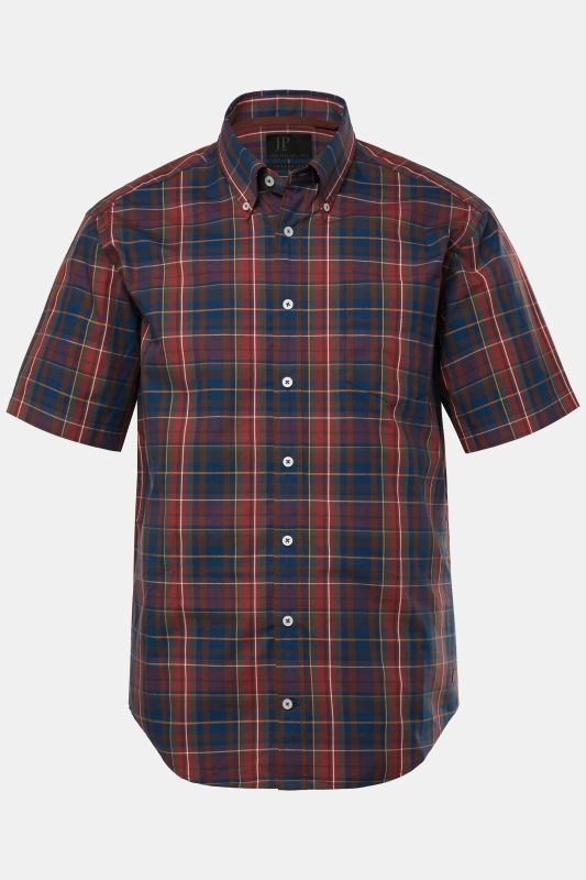 Chemise à carreaux JP 1880. Manches courtes et col à pointes boutonnées. Coupe Modern Fit - jusqu'au 8 XL
