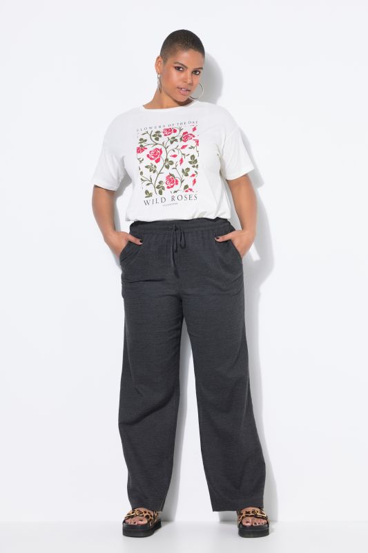 Pantalon finement texturé. Coupe Wide Legs, taille haute