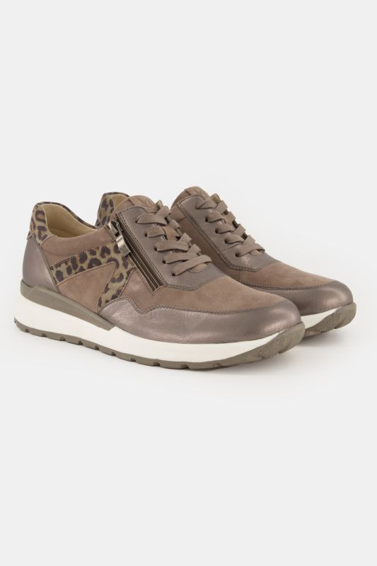 Sneakers en cuir Caprice, fermeture zippée, semelle de propreté amovible - largeur H