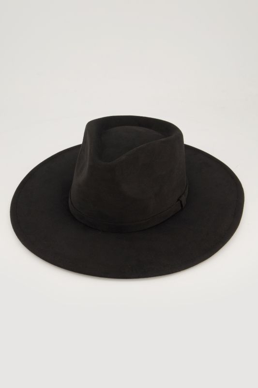 Chapeau de cow-boy aspect cuir suédé, large revers
