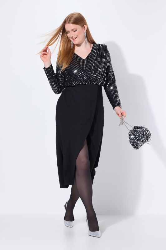 Robe maxi bodycon, en jersey scintillant, jupe longue