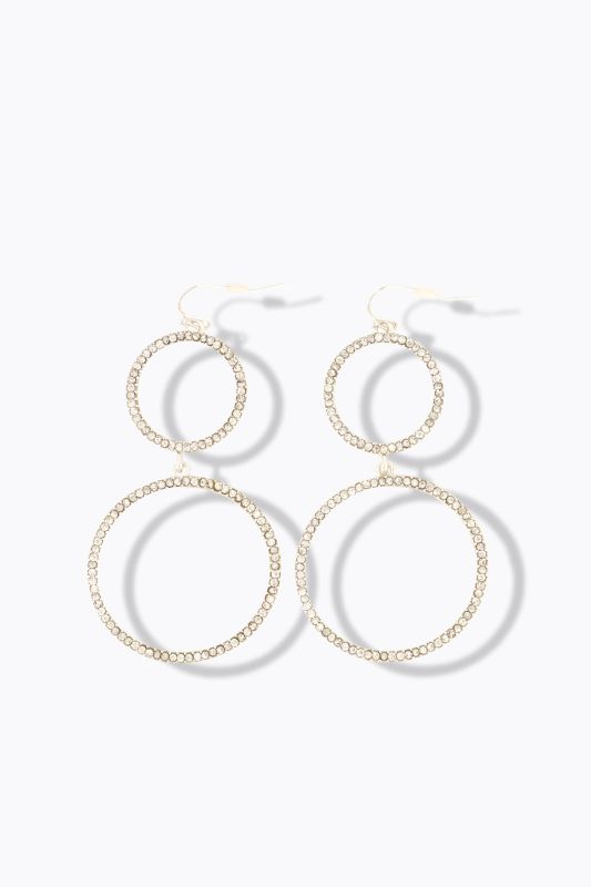 Boucles d'oreille, double anneau et pierres fantaisie
