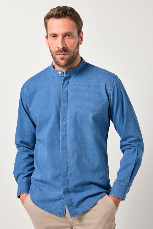 Chemise en jean JP 1880, manches longues et col officier, coupe Modern Fit, jusqu'au 8&nbsp