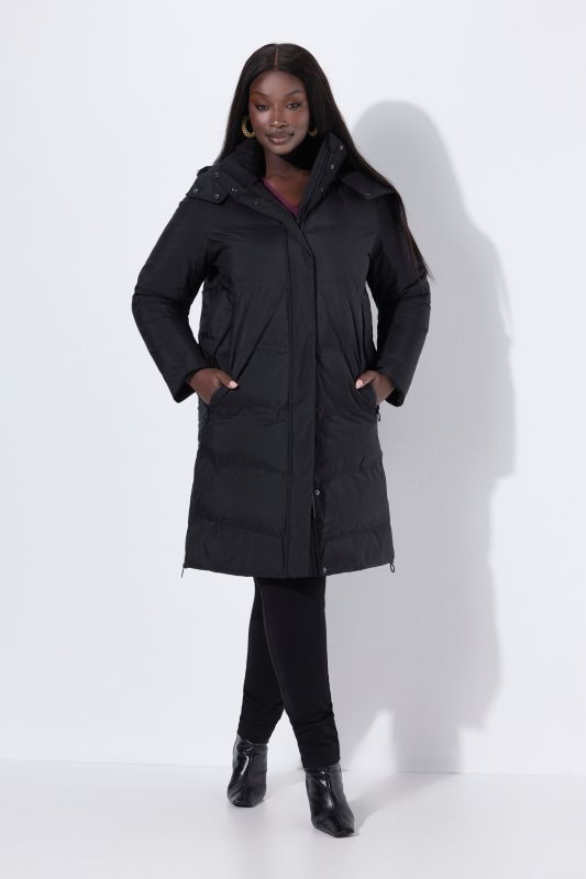Manteau matelassé technique Sympatex à capuche, matière imperméable
