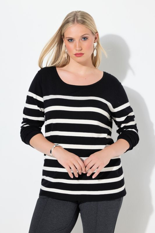 Pull oversize à rayures, col rond et manches longues