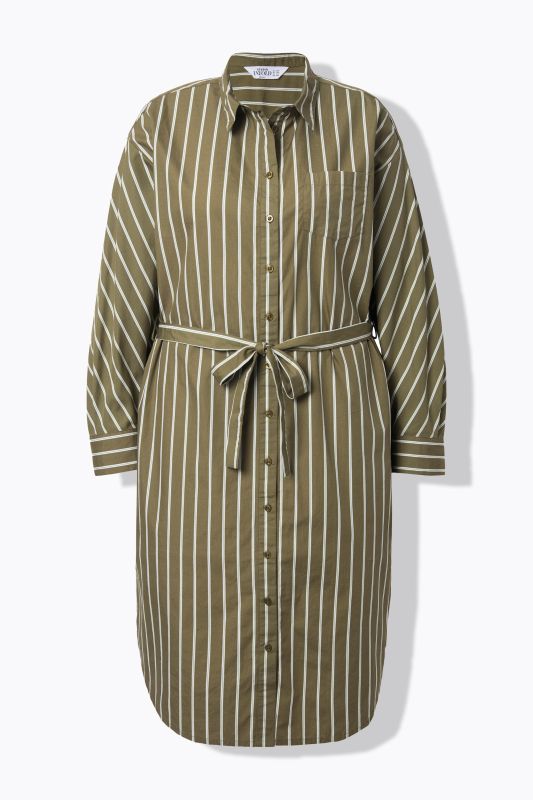 Robe-chemisier midi à rayures. Coupe oversize