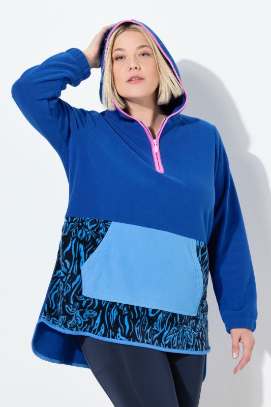 Sweat à capuche en polaire, larges rayures color block et manches longues