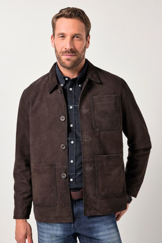 Veste en cuir de chèvre suédé JP 1880. col chemise - jusqu'au 7 XL