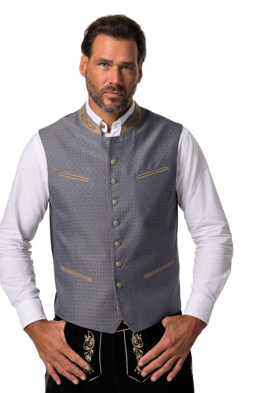 Gilet JP 1880 traditionnel, col Mao brodé et dos doublé - jusqu'au 74