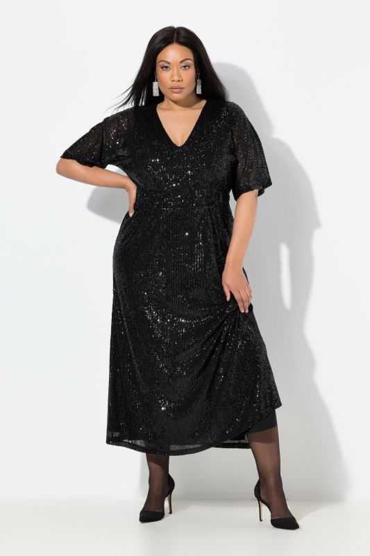 Robe maxi à paillettes, coupe trapèze
