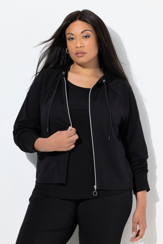 Veste en molleton à capuche, poches zippées et manches longues raglan