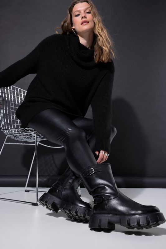 Bottines en cuir véritable, avec bride décorative - largeur H
