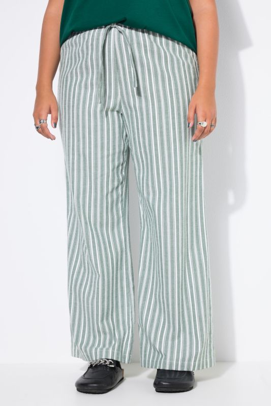 Pantalon de pyjama à rayures, jambe droite et large