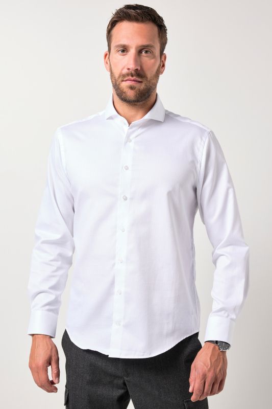 Chemise JP 1880 texturée, manches longues et col requin, coupe Modern Fit - jusqu'au 8&nbsp;XL