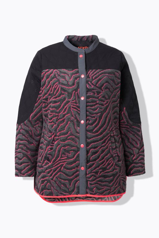 Veste polaire longue à col montant, manches longues et motif tigre