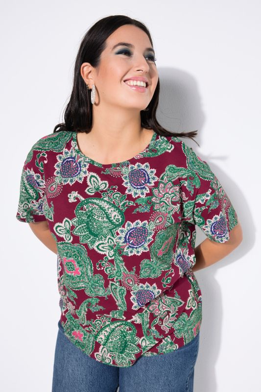T-shirt oversize, manches courtes et imprimé cachemire