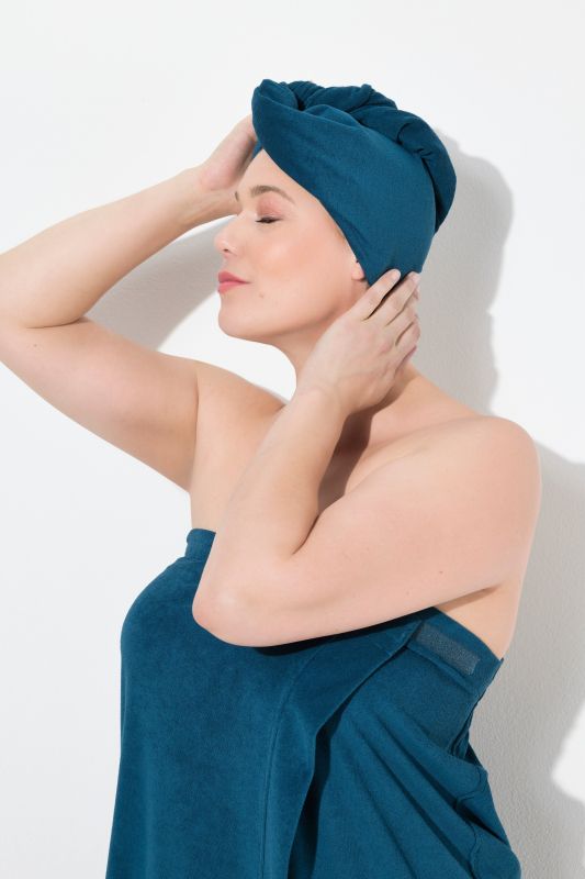 Serviette turban, bouton et boucle