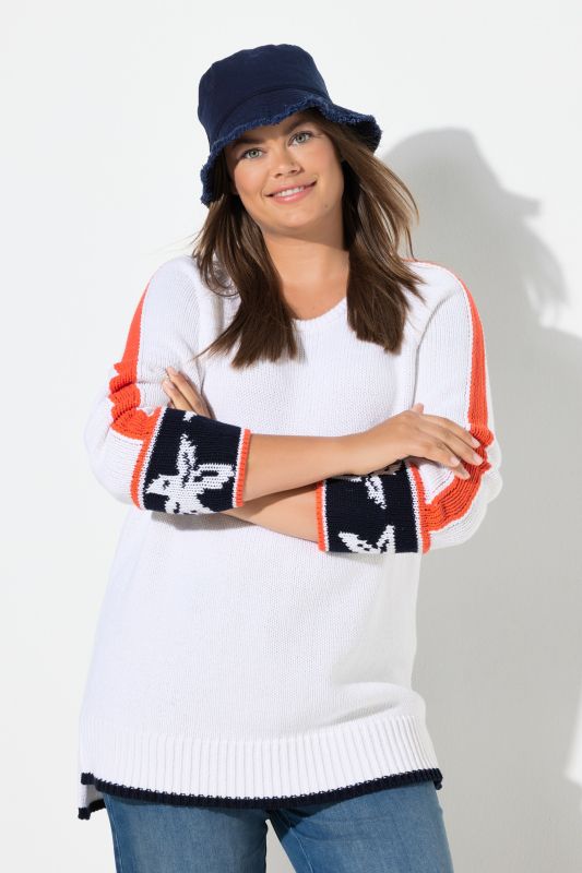 Pull en maille jacquard avec col rond