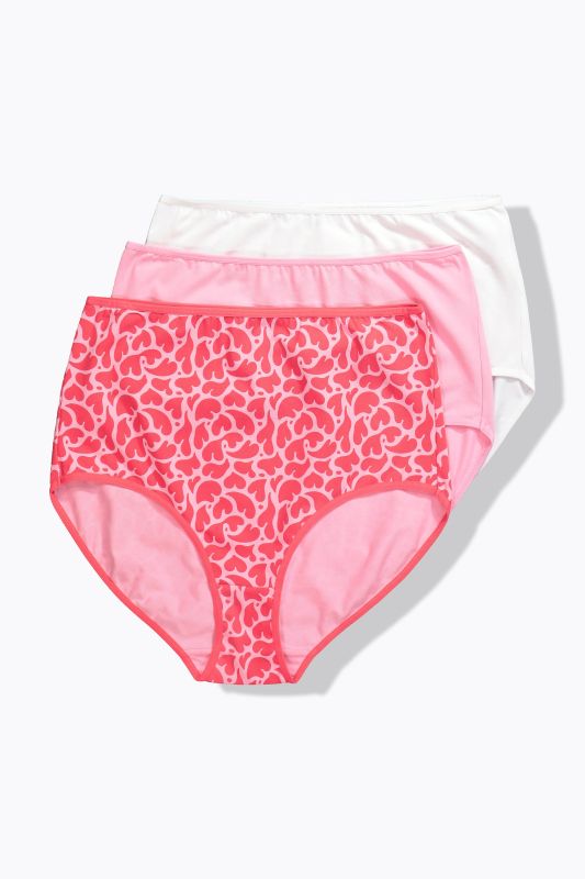 Lot de 3 culottes maxi, motif cœurs/couleur unie, taille haute