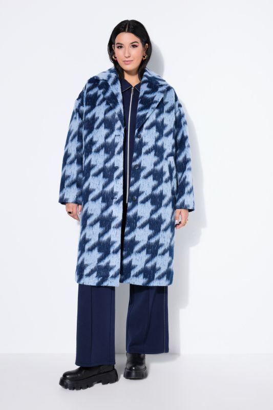 Manteau oversize à motif pied-de-poule et col à revers