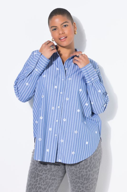 Chemisier oversize, rayures et paillettes