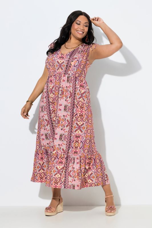 Robe maxi sans manches, imprimé graphique et décolleté en V