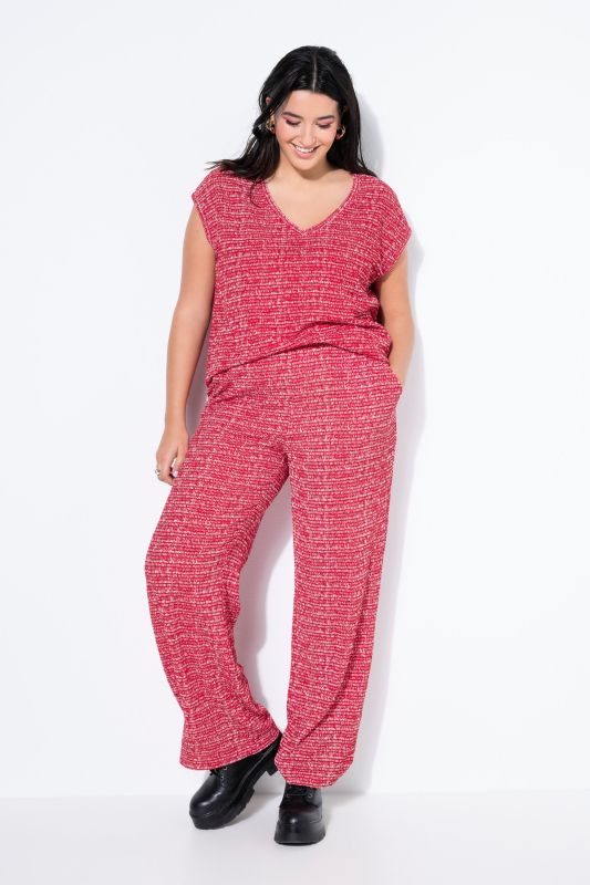 Pantalon large à taille élastique, tissu texturé