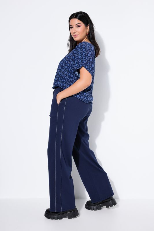 Jogging large à taille haute et passepoil