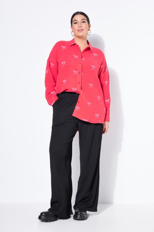 Pantalon large à taille élastique, tissu texturé