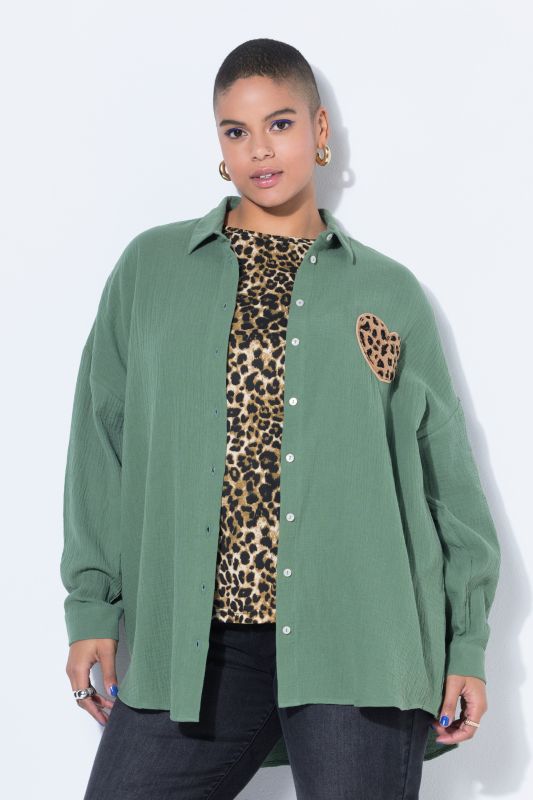 Chemisier oversize en mousseline, patch cœur