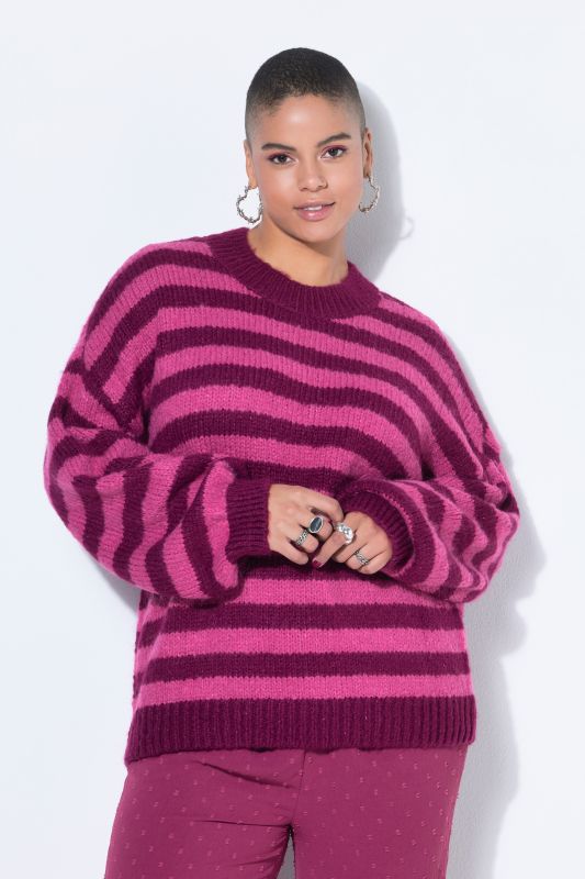 Pull oversize en maille épaisse, rayures multicolores