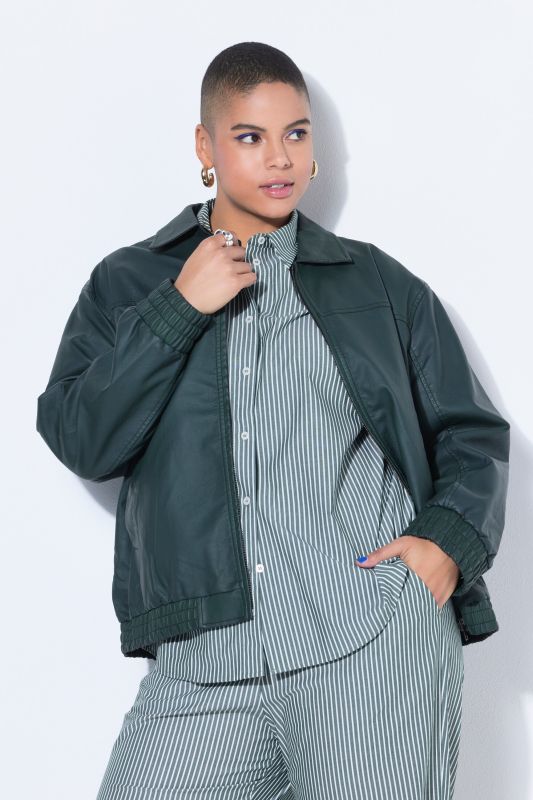 Blouson oversize, coupe boxy et matière PU à effet usé