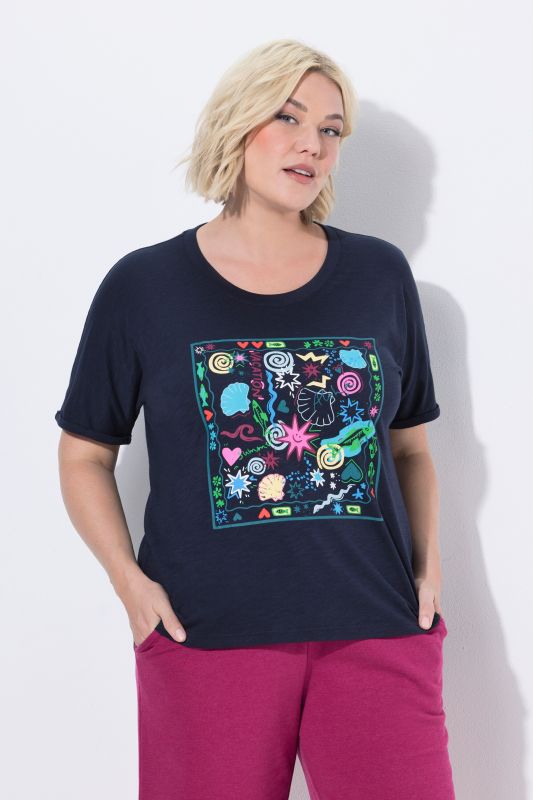 T-shirt oversize avec imprimé, décolleté rond et manches courtes