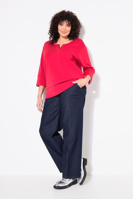 Jean Mary, jambe large avec pli marqué, taille confortable