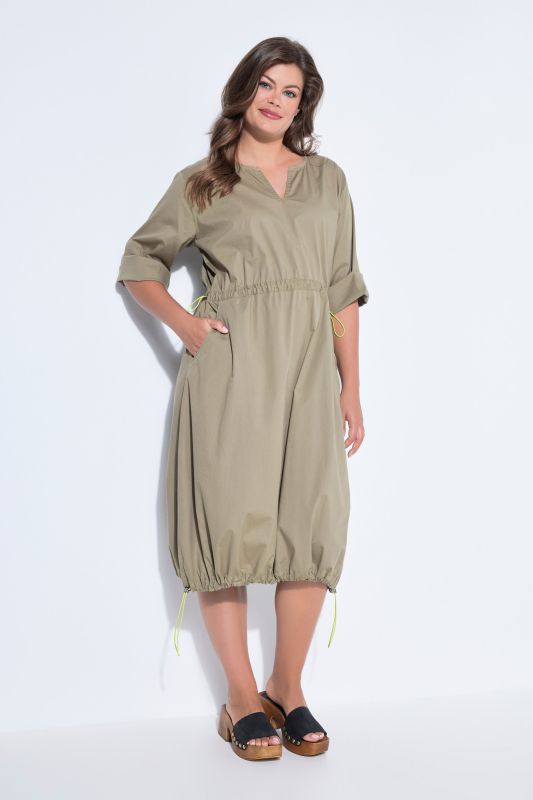 Robe en popeline, avec cordons sous tunnel