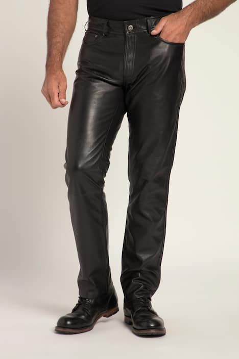 Pantalon en cuir nappa d'agneau de grande qualité, coupe Regular Fit 5 poches - jusqu'au 70