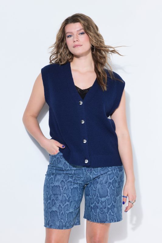 Gilet en maille, coupe ample, col en V