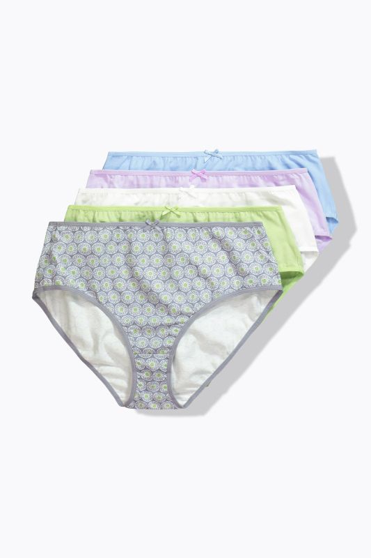 Lot de 5 culottes midi, motif plumes / tons clairs