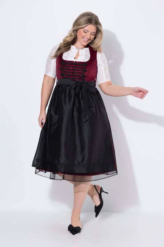 Dirndl sans manches, costume traditionnel bavarois, décolleté carré, dentelle et laçage