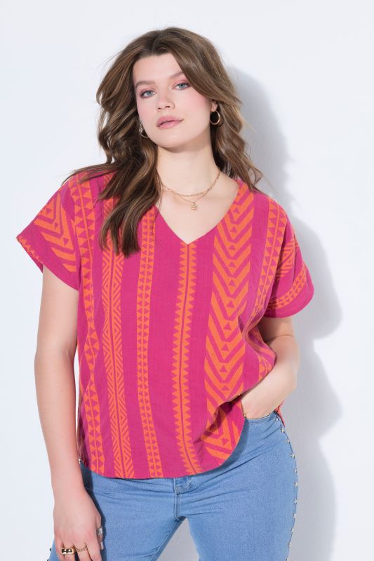 Blouse oversize, motif jacquard