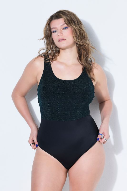 Maillot de bain, bonnets souples, effet pailleté