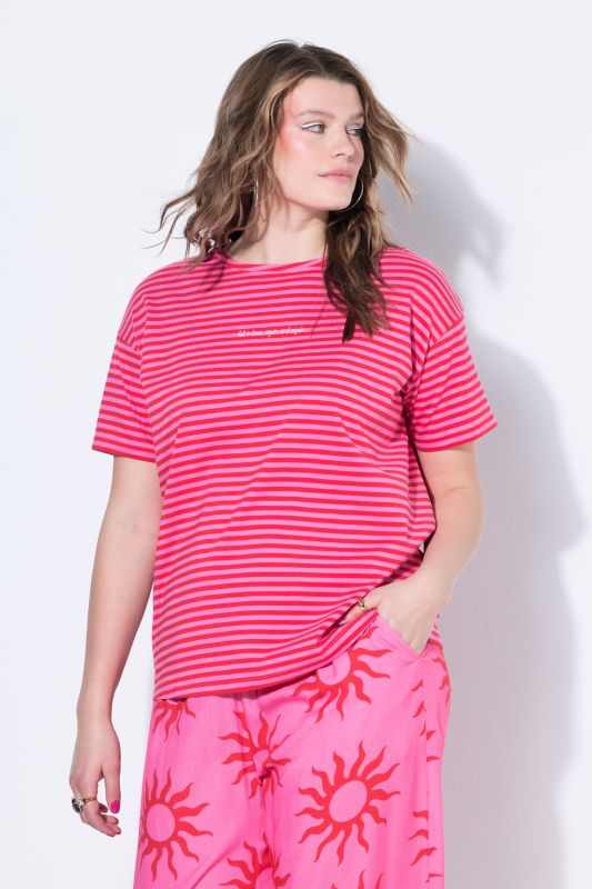 T-Shirt oversize rayé avec message