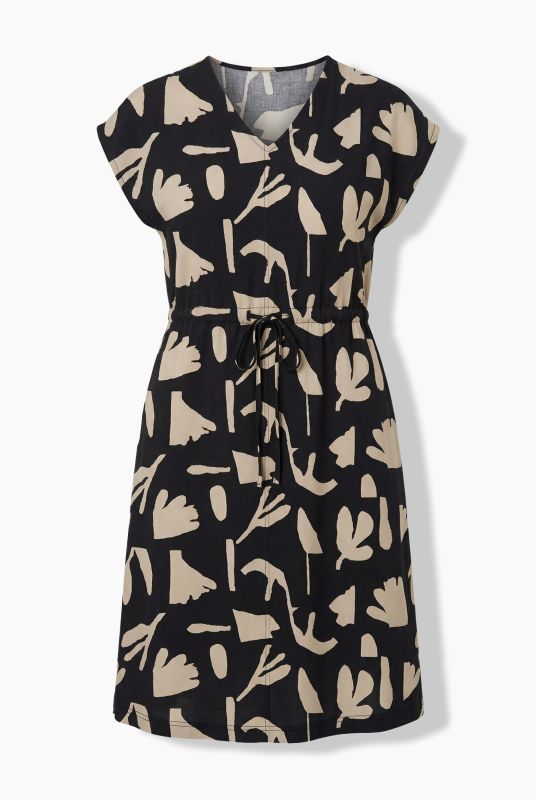 Robe maxi à fleurs, décolleté en V et manches courtes, coton bio