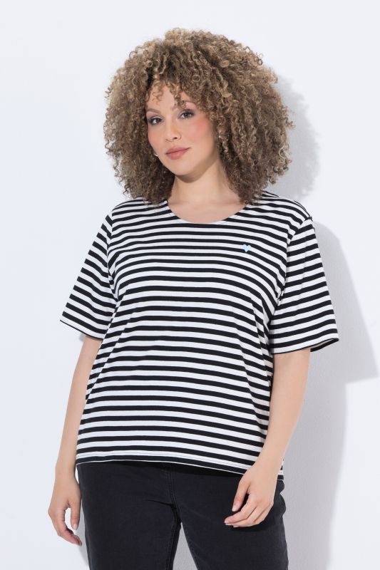 T-shirt rayé oversize, décolleté rond et manches courtes