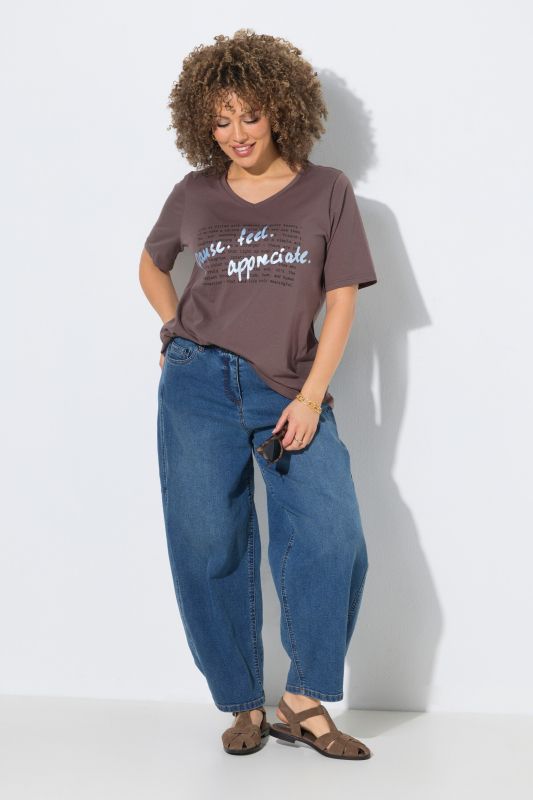 Jean Mom en denim extensible, 5 poches et taille confortable