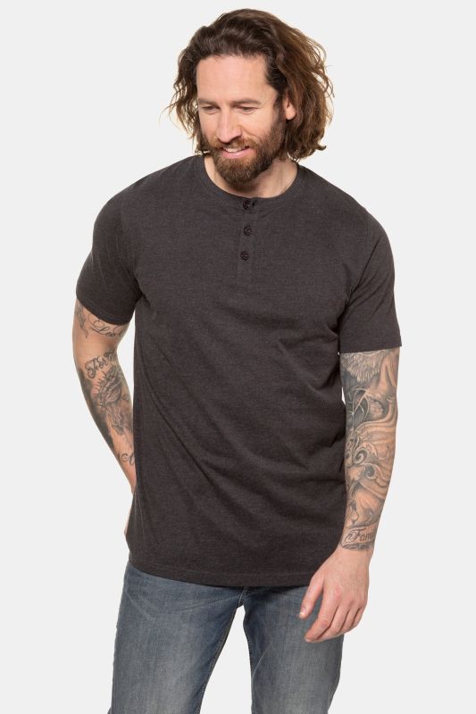 T-shirt Henley, collection Basic. Manches courtes et patte de boutonnage