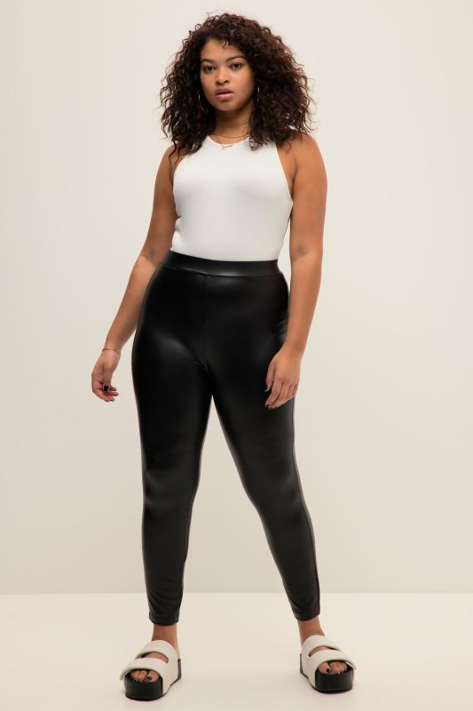 Legging enduit, matière extensible, taille élastique